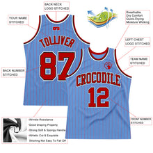 Load image into Gallery viewer, Custom Light Blue Red Pinstripe Red-Black Authentic Basketball Jersey
