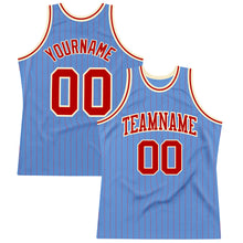 Load image into Gallery viewer, Custom Light Blue Red Pinstripe Red-Cream Authentic Basketball Jersey
