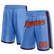 Load image into Gallery viewer, Custom Light Blue Orange-Navy Authentic Basketball Shorts
