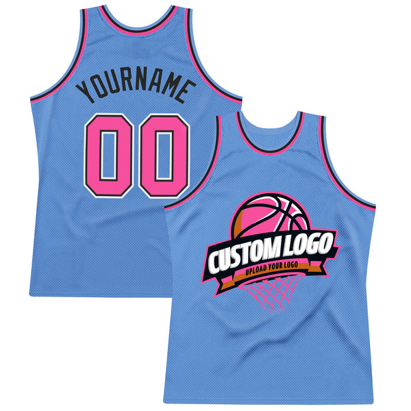 Custom Black Light Blue-Pink Authentic Throwback Basketball Jersey Fast  Shipping – FiitgCustom