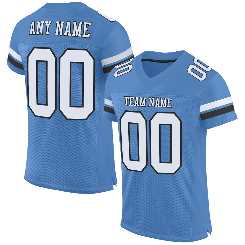 Custom Black White-Sky Blue Mesh Authentic Football Jersey Discount