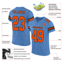 Load image into Gallery viewer, Custom Light Blue Orange-Black Mesh Authentic Football Jersey
