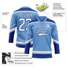 Load image into Gallery viewer, Custom Light Blue White-Royal Hockey Lace Neck Jersey
