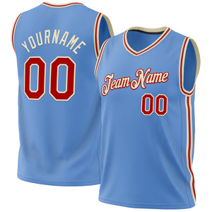 Custom Light Blue Red-Cream Authentic Throwback Basketball Jersey