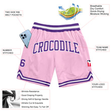 Load image into Gallery viewer, Custom Light Pink Purple-White Authentic Throwback Basketball Shorts
