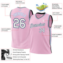 Load image into Gallery viewer, Custom Light Pink Black-Light Blue Authentic Throwback Basketball Jersey
