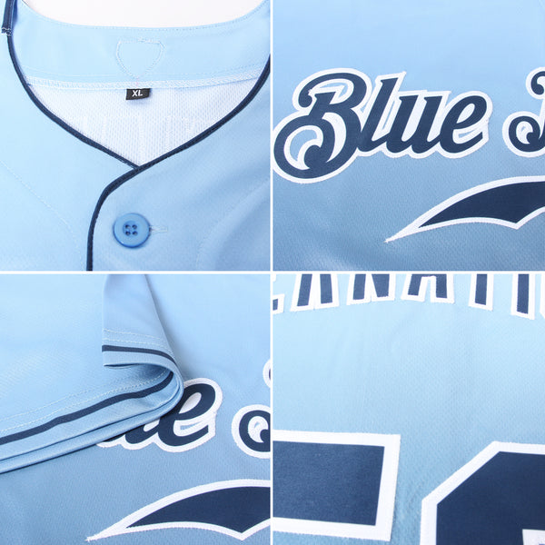 Custom Light Blue White-Navy Authentic Two Tone Baseball Jersey