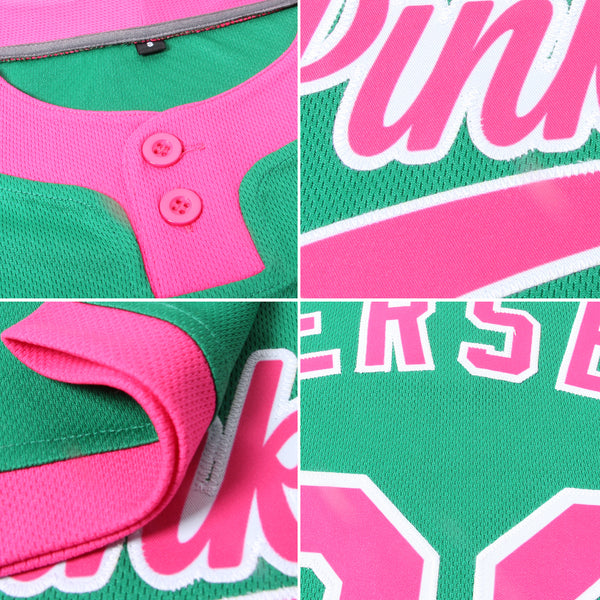 Custom Pink White 3D Pattern Two-Button Unisex Softball Jersey