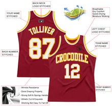 Load image into Gallery viewer, Custom Maroon White-Gold Authentic Throwback Basketball Jersey
