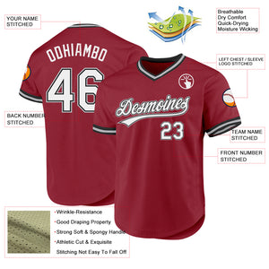 Custom Maroon Black-Gray Authentic Throwback Baseball Jersey