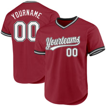 Load image into Gallery viewer, Custom Maroon Black-Gray Authentic Throwback Baseball Jersey
