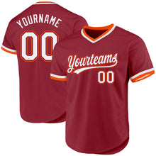 Load image into Gallery viewer, Custom Maroon White-Orange Authentic Throwback Baseball Jersey
