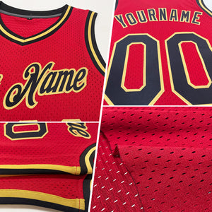 Custom Maroon Navy-Gold Authentic Throwback Basketball Jersey