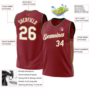 Custom Maroon Old Gold-Black Authentic Throwback Basketball Jersey