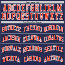 Load image into Gallery viewer, Custom Navy Orange-White Authentic Throwback Basketball Jersey
