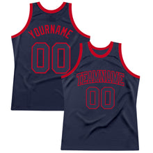 Load image into Gallery viewer, Custom Navy Navy-Red Authentic Throwback Basketball Jersey
