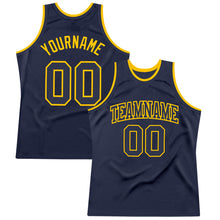 Load image into Gallery viewer, Custom Navy Navy-Gold Authentic Throwback Basketball Jersey
