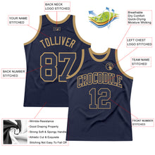 Load image into Gallery viewer, Custom Navy Navy-Old Gold Authentic Throwback Basketball Jersey
