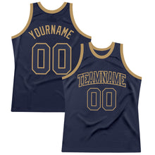 Load image into Gallery viewer, Custom Navy Navy-Old Gold Authentic Throwback Basketball Jersey
