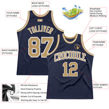 Load image into Gallery viewer, Custom Navy Old Gold-White Authentic Throwback Basketball Jersey
