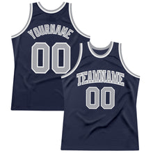 Load image into Gallery viewer, Custom Navy Gray-White Authentic Throwback Basketball Jersey
