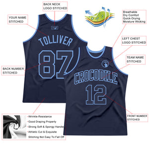 Custom Navy Navy-Light Blue Authentic Throwback Basketball Jersey