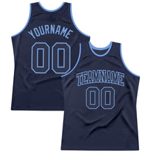 Load image into Gallery viewer, Custom Navy Navy-Light Blue Authentic Throwback Basketball Jersey
