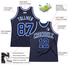 Load image into Gallery viewer, Custom Navy Royal-White Authentic Throwback Basketball Jersey
