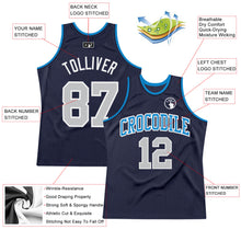 Load image into Gallery viewer, Custom Navy Gray-Blue Authentic Throwback Basketball Jersey
