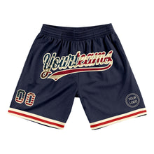 Load image into Gallery viewer, Custom Navy Vintage USA Flag-Cream Authentic Throwback Basketball Shorts
