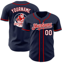 Load image into Gallery viewer, Custom Navy White-Red Authentic Baseball Jersey
