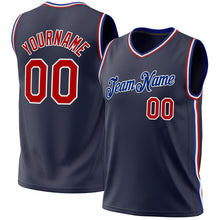 Load image into Gallery viewer, Custom Navy Red-Royal Authentic Throwback Basketball Jersey
