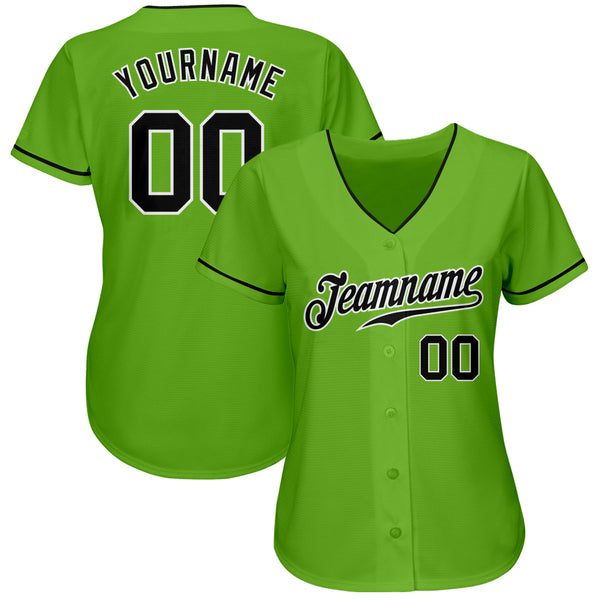 Custom Neon Green Black 3D Pattern Two-Button Unisex Softball Jersey