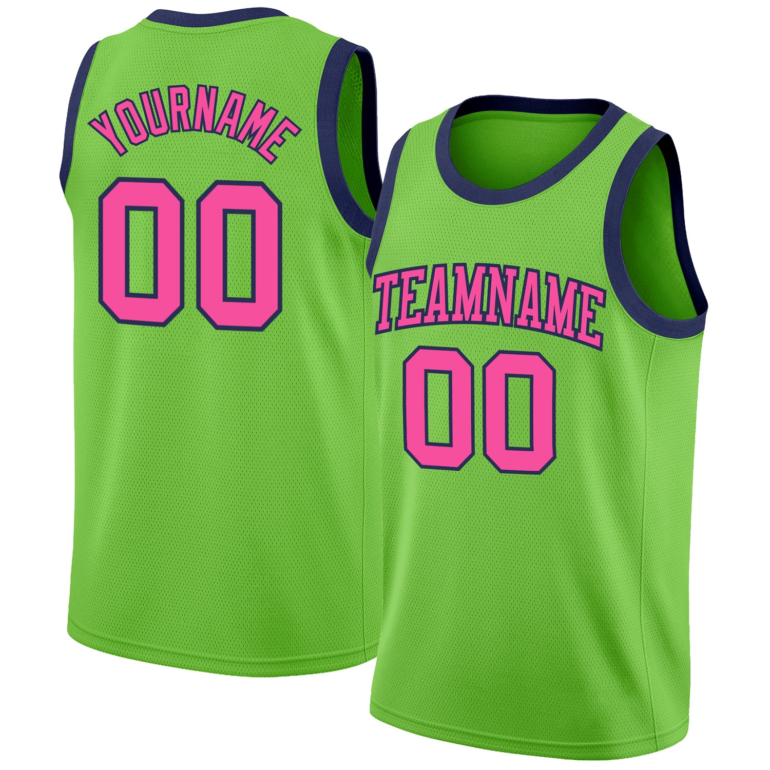 Custom Neon Green Pink-Navy Authentic Throwback Basketball Jersey Fast  Shipping – FiitgCustom