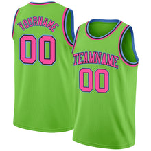 Load image into Gallery viewer, Custom Neon Green Pink-Light Blue Authentic Basketball Jersey
