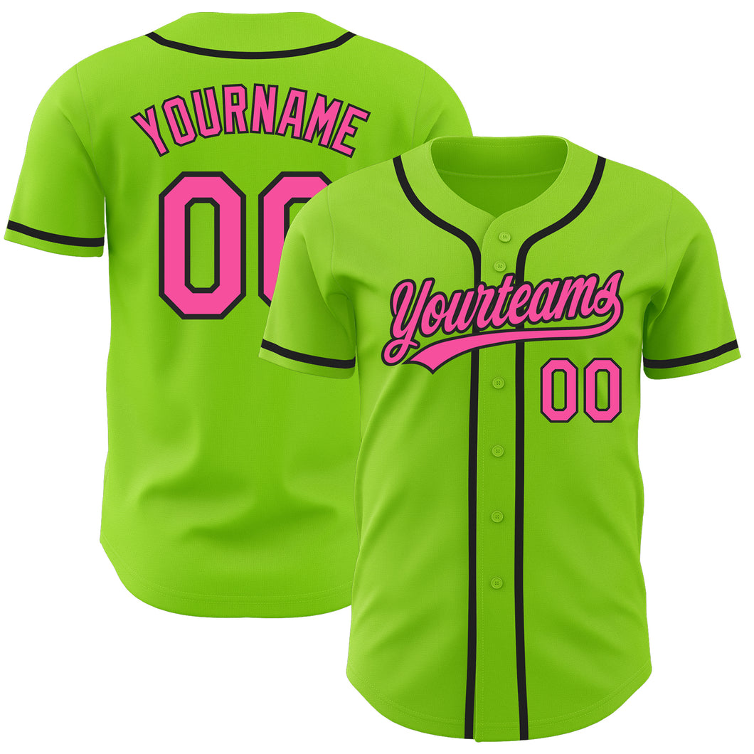 Custom Black White Pinstripe Pink-Light Blue Authentic Baseball Jersey