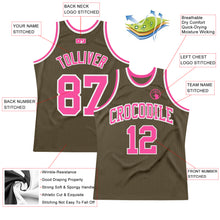 Load image into Gallery viewer, Custom Olive Pink-White Authentic Throwback Salute To Service  Basketball Jersey
