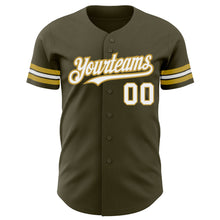 Load image into Gallery viewer, Custom Olive White-Old Gold Authentic Salute To Service Baseball Jersey
