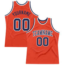 Load image into Gallery viewer, Custom Orange Navy-White Authentic Throwback Basketball Jersey
