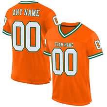 Load image into Gallery viewer, Custom Orange White-Kelly Green Mesh Authentic Throwback Football Jersey
