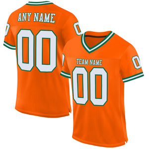 Custom Orange White-Kelly Green Mesh Authentic Throwback Football Jersey