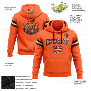 Custom Stitched Orange Vintage USA Flag Black-City Cream Football Pullover Sweatshirt Hoodie