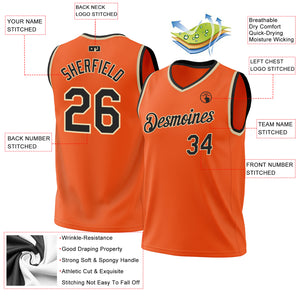 Custom Orange Black-Cream Authentic Throwback Basketball Jersey