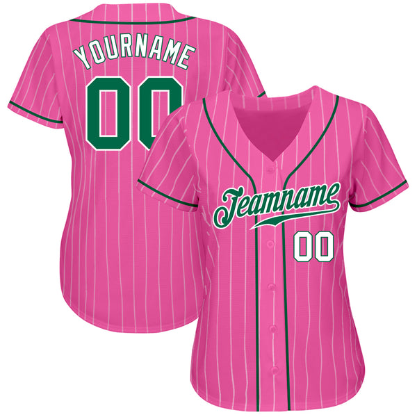 Custom White Pink-Green Authentic Baseball Jersey Fast Shipping –  FiitgCustom