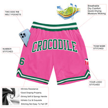 Load image into Gallery viewer, Custom Pink Kelly Green-White Authentic Throwback Basketball Shorts
