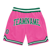 Load image into Gallery viewer, Custom Pink Kelly Green-White Authentic Throwback Basketball Shorts
