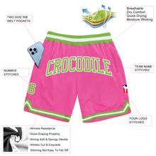 Load image into Gallery viewer, Custom Pink Neon Green-White Authentic Throwback Basketball Shorts
