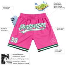 Load image into Gallery viewer, Custom Pink White-Kelly Green Authentic Throwback Basketball Shorts
