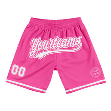 Load image into Gallery viewer, Custom Pink White Authentic Throwback Basketball Shorts
