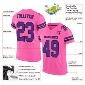 Custom Pink Purple-Black Mesh Authentic Football Jersey